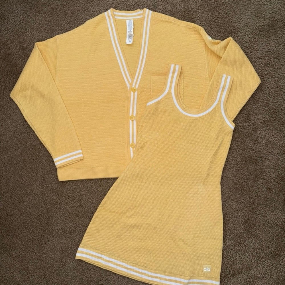 alo tennis club sweater knit cardigan and dress warm butter Size S